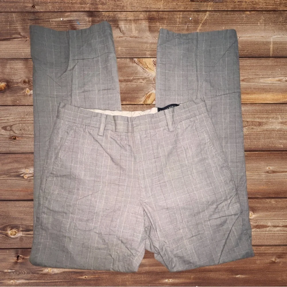 Banana Republic Beige Plaid Wool Blend Trousers, Sophisticated - Size 30/32